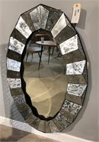 Eglomise Silver Leaf Antique Oval Mirror 2 122
