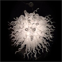 Frosted White Blown Glass Chandelier
