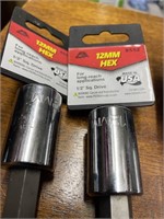 12MM HEX SOCKETS 1/2 INCH DRIVE 2 TOTAL