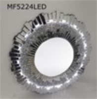 Flowery Silver Circular Mirror with LED Light