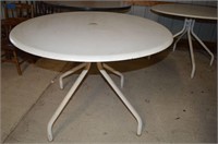 Two White Circular Tables