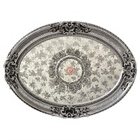 Silver Black Rocaille Oval Chandelier Ceiling Meda