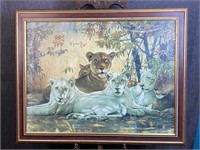 Lions Lithograph on Canvas