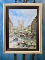 Oil on Canvas Impressionist City Scene