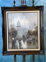 J. Gaston Parisian Street Scene Oil on Canvas