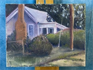 Oil On Canvas Yard Scene