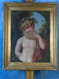 Early oil on Canvas-Boy with Flute