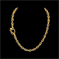 18k Yellow Gold Link in Link Toggle Chain Necklace