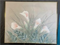 Oil on Canvas, Pastel Colored Flowers