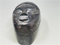 tribal carved head dish- 6" long