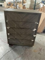 5 drawer grey wood dresser
 *Damaged