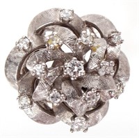 ANTIQUE 14K WHITE GOLD DIAMOND CLUSTER RING