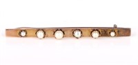 ANTIQUE 10K YELLOW GOLD PEARL ENGLISH BROOCH