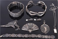 VINTAGE ASIAN CARVED STERLING SILVER JEWELRY - 8