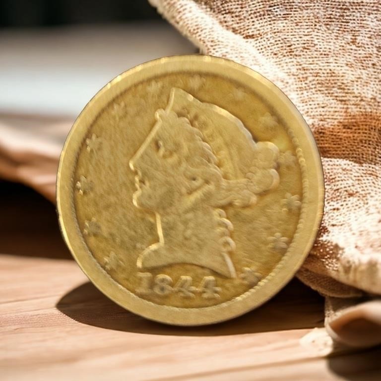 1844 LIBERTY HALF EAGLE $5 GOLD COIN UNGRADED