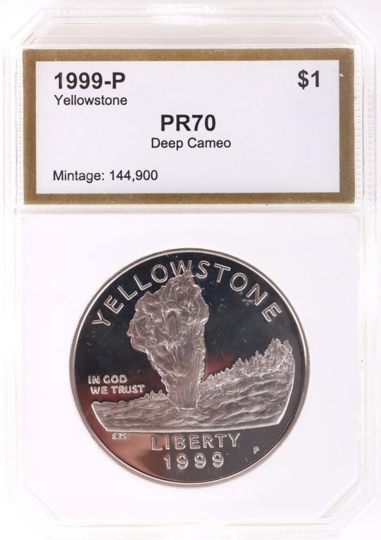 PR70 1999 P YELLOWSTONE PARK COMM. PROOF DOLLAR