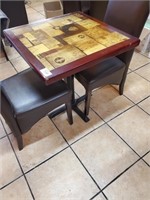 Double Base Wooden Tables w/ Printed Top 28x28x30