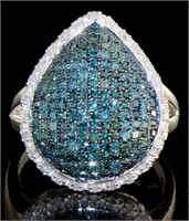 Pear Cut 1.00 ct Fancy Blue Diamond Ring