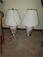 Pair of Floral Decor Table Lamps