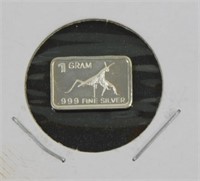 1 gram Silver Bar - Praying Mantis, .999 Fine