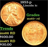 1953-p Lincoln Cent 1c Grades Gem+ Unc RD