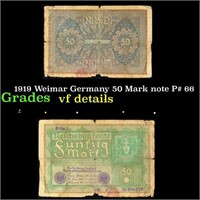 1919 Weimar Germany 50 Mark note P# 66 Grades vf d