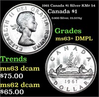 1961 Canada $1 Silver KM# 54 Grades Choice+ unc DM