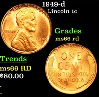 1949-d Lincoln Cent 1c Grades GEM+ Unc RD