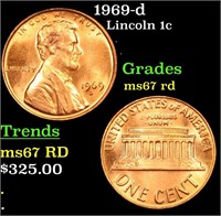1969-d Lincoln Cent 1c Grades GEM++ Unc RD