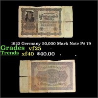 1922 Germany 50,000 Mark Note P# 79 Grades vf+