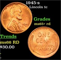 1945-s Lincoln Cent 1c Grades Gem+ Unc RD