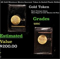 8K Gold Miniature Mexico Souvenir Token In Sealed