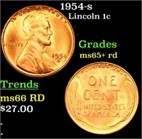 1954-s Lincoln Cent 1c Grades Gem+ Unc RD