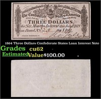 1864 Three Dollars Confederate States Loan Interes