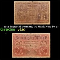 1918 Imperial germany 20 Mark Note P# 57 Grades vf