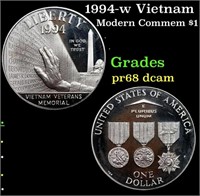 Proof 1994-p Vietnam Modern Commem Dollar 1 Grades
