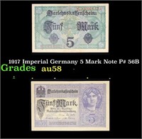1917 Imperial Germany 5 Mark Note P# 56B Grades Ch