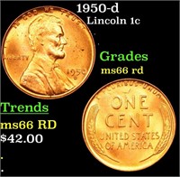 1950-d Lincoln Cent 1c Grades GEM+ Unc RD