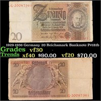 1915 Germany 20 Marks Banknote P# 63 Grades vf, ve