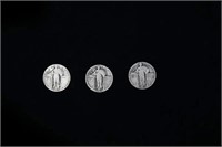 3x 1926-1930 Standing Liberty Quarters, P/D/S Mint