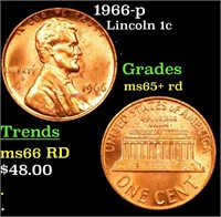 1966-p Lincoln Cent 1c Grades Gem+ Unc RD
