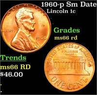 1960-p Sm Date Lincoln Cent 1c Grades GEM+ Unc RD