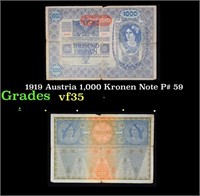 1919 Austria 1,000 Kronen Note P# 59 Grades vf++