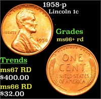 1958-p Lincoln Cent 1c Grades GEM++ RD