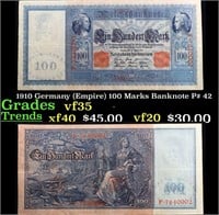 1910 Germany (Empire) 100 Marks Banknote P# 42 Gra