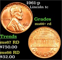 1961-p Lincoln Cent 1c Grades GEM++ RD