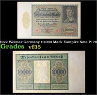 1922 Weimar Germany 10,000 Mark Vampire Note P: 70