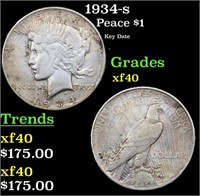 1934-s Peace Dollar 1 Grades xf
