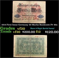 1914 First Issue Germany 50 Marks Banknote P# 49a