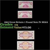 1962 Great Britain 1 Pound Note P# M36A Grades CU